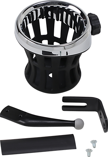 Drink Holder - Passenger Mount - Chrome/Black - Lutzka's Garage