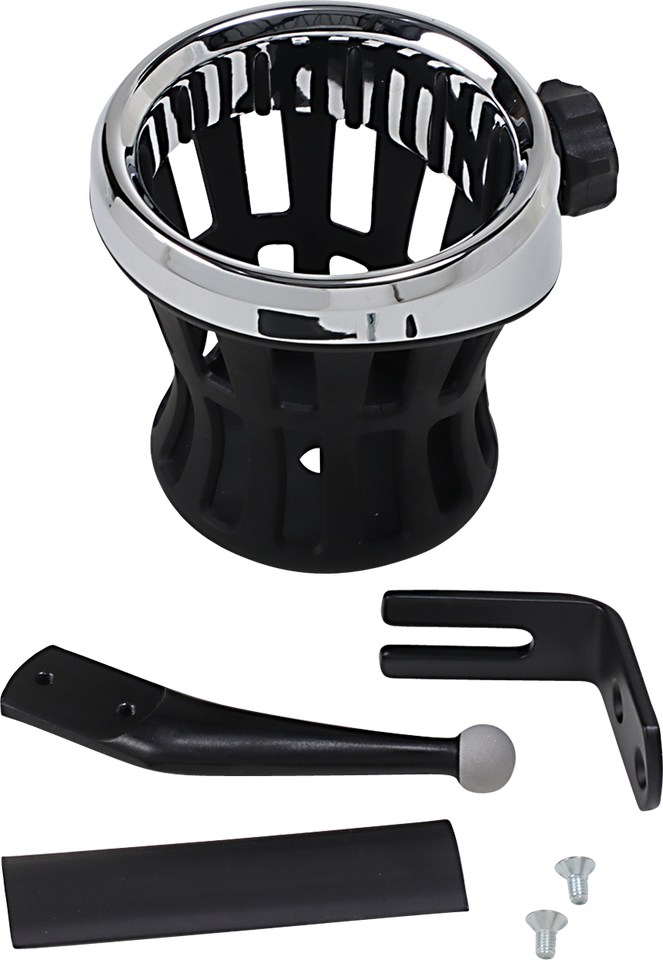 Drink Holder - Passenger Mount - Chrome/Black - Lutzka's Garage