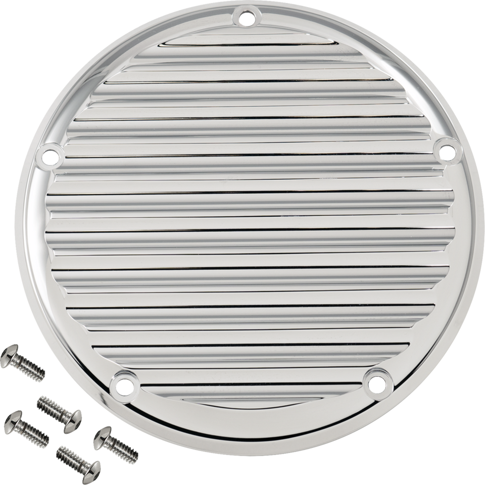 Derby Cover - 5 Hole - Finned - Chrome - M8 Softail - Lutzka's Garage