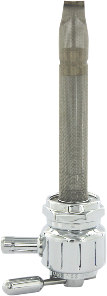 Round Fuel Valve - Grooved Chrome - 22 mm