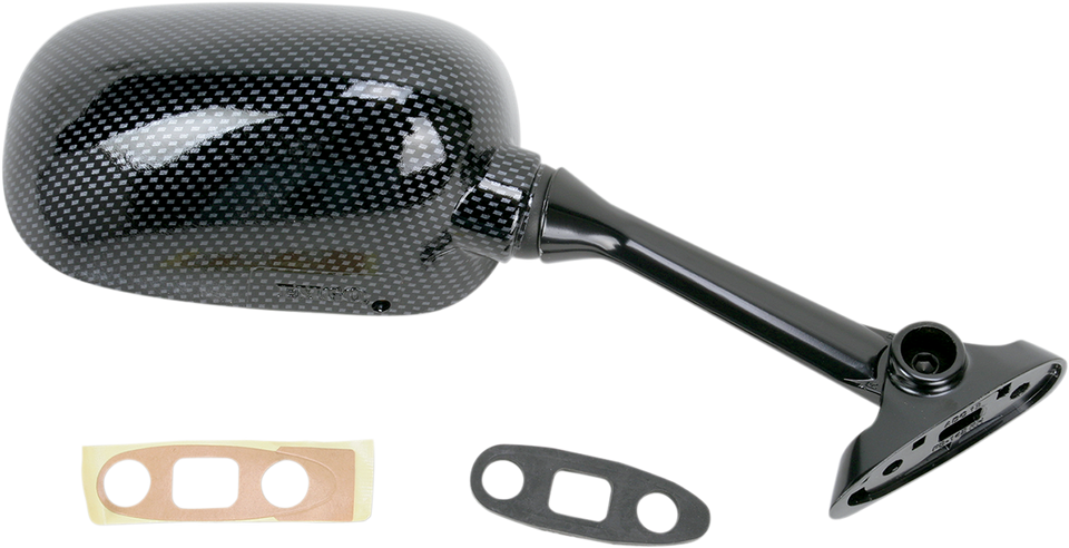Mirror - Side View - Black/Carbon Fiber - Rectangle - Right - Suzuki