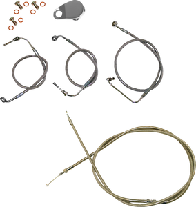 Handlebar Cable/Brake Line Kit - Quick Connect - 12" - 14" Ape Hanger Handlebars - Stainless Steel - Lutzka's Garage