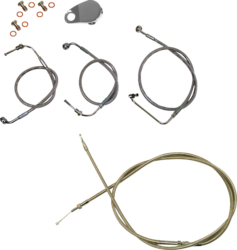 Handlebar Cable/Brake Line Kit - Quick Connect - 12" - 14" Ape Hanger Handlebars - Stainless Steel - Lutzka's Garage