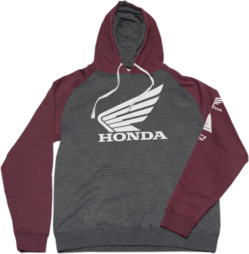 Honda Wing Hoodie - Charcoal/Burgundy - Medium - Lutzka's Garage