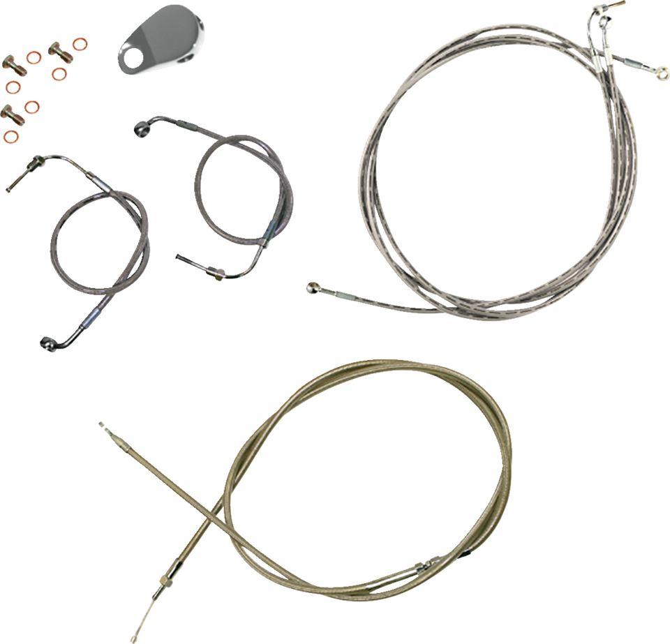 Handlebar Cable/Brake Line Kit - Quick Connect - Mini Ape Hanger Handlebars - Stainless Steel - Lutzka's Garage