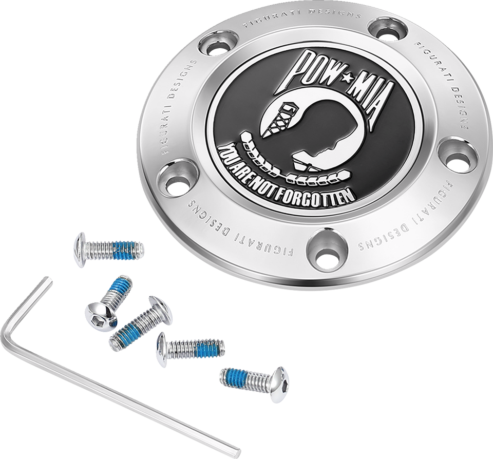 Timing Cover - 5 Hole - POW MIA - Stainless Steel - Lutzka's Garage