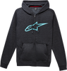Ageless 2 Zip Hoodie - Charcoal/Turquoise - Medium - Lutzka's Garage