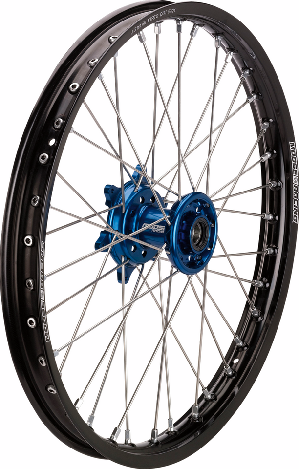 Wheel Assembly - SX-1 - Complete - Front - Black Wheel/Blue Hub - 17x1.4