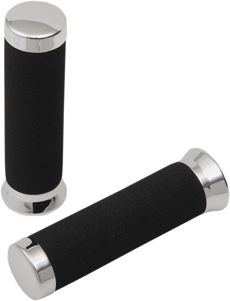 Grips - Foam - 7/8" - 150 mm - Chrome - Lutzka's Garage