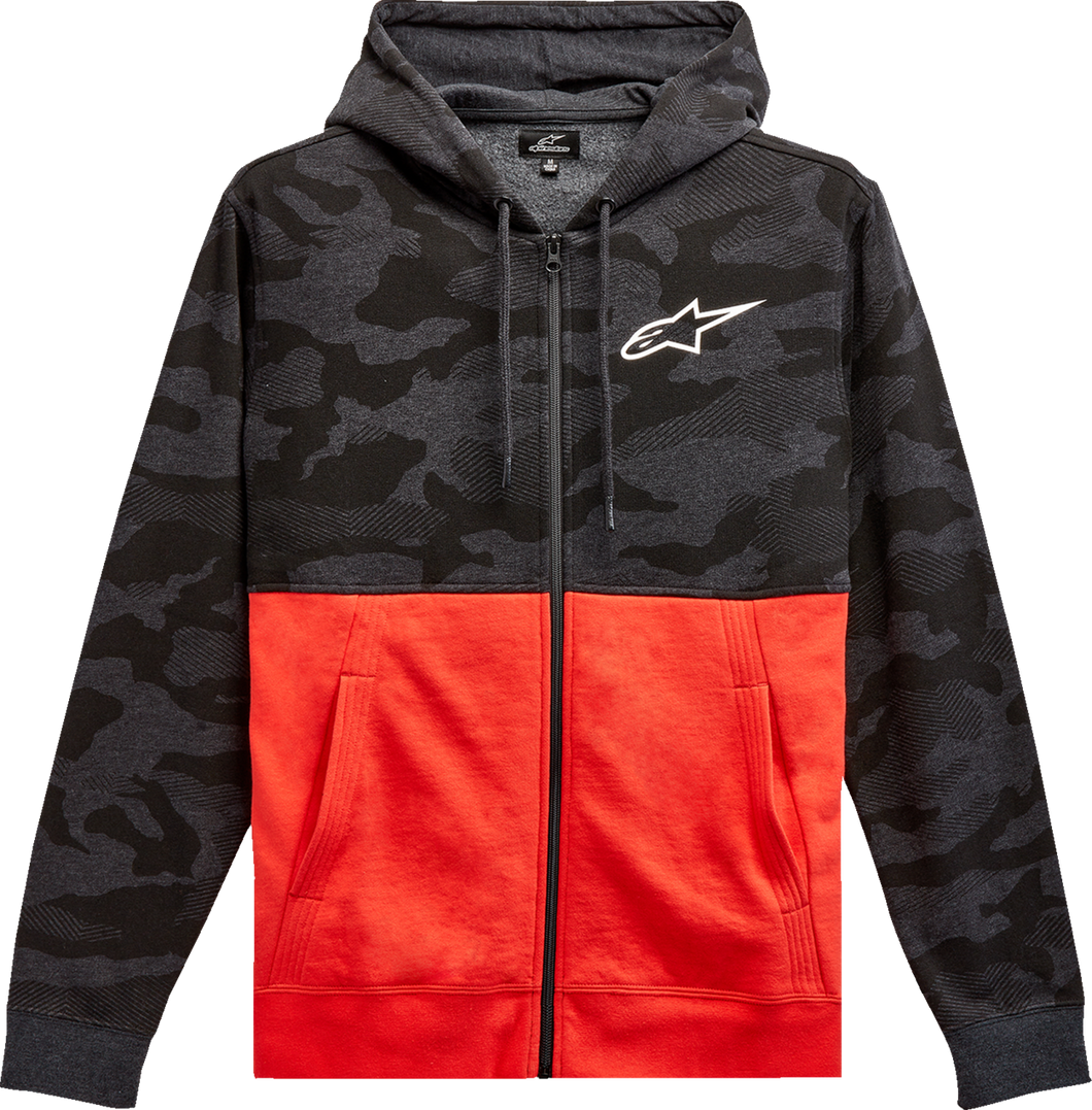 Camo Block Hoodie - Charcoal Heather/Warm Red - Medium - Lutzka's Garage