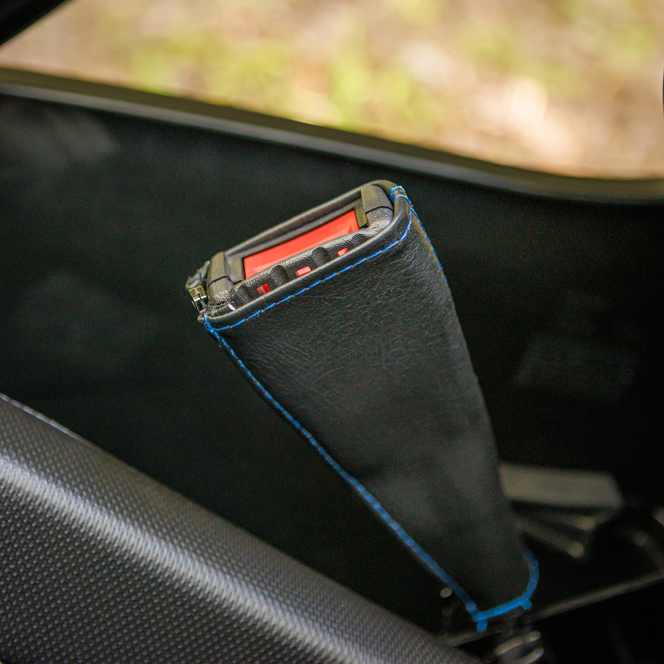 Seat Belt Covers - Black w/ Blue Stitching