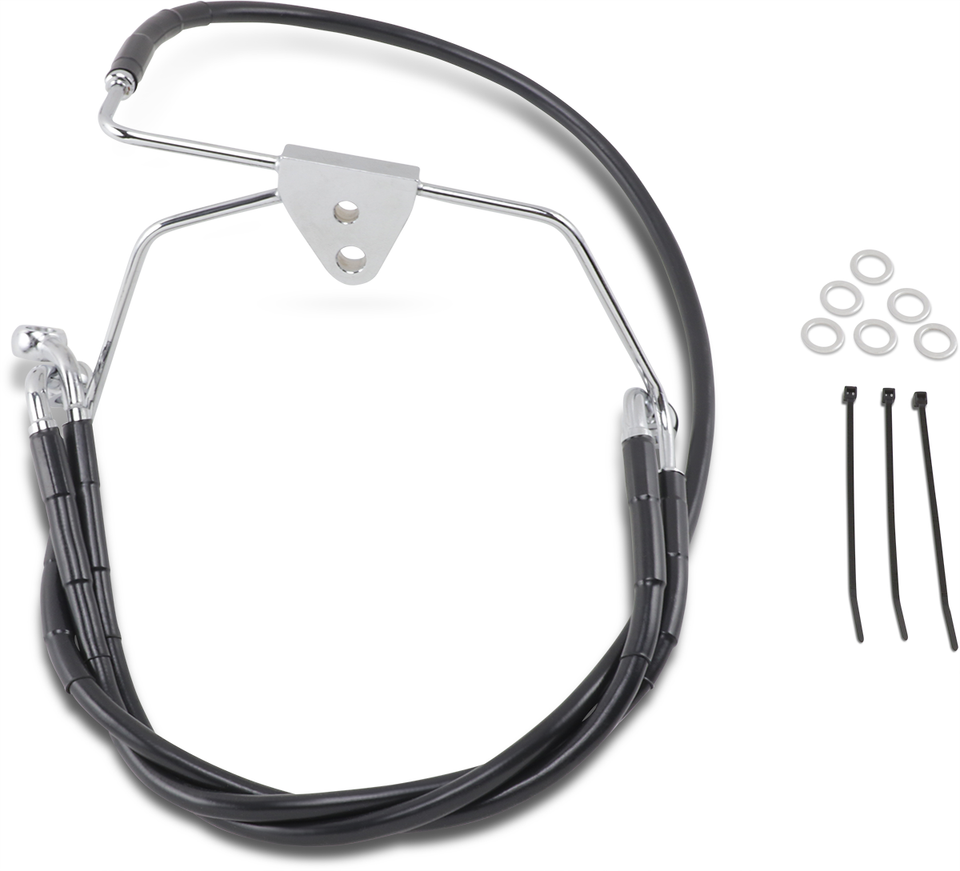 Brake Line - Front - Black - +6" - FLH 96-07 - Lutzka's Garage