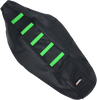 Ribbed Seat Cover - Black Cover/Green Ribs - Kawasaki