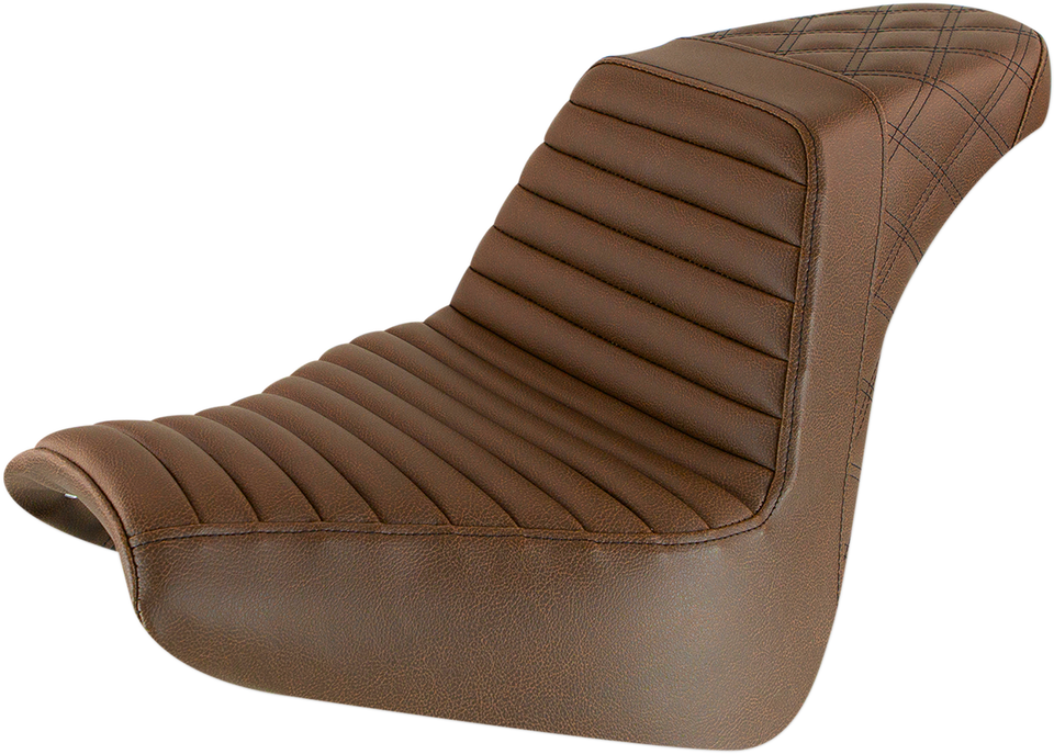 Step-Up Seat - Front Tuck-n-Roll/Rear Lattice Stitch - Brown - FXBR/S 18-20 - Lutzka's Garage