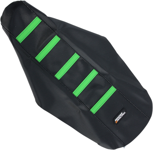 Ribbed Seat Cover - Black Cover/Green Ribs - Kawasaki