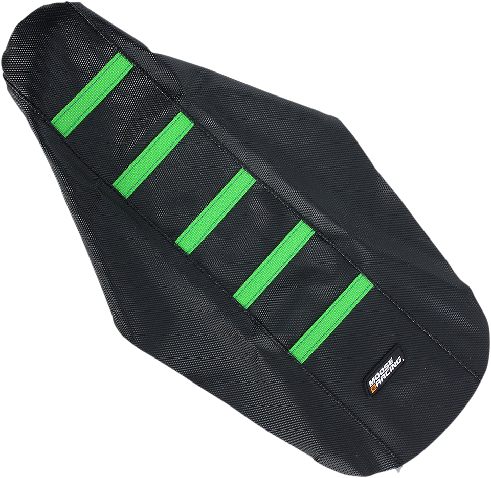 Ribbed Seat Cover - Black Cover/Green Ribs - Kawasaki
