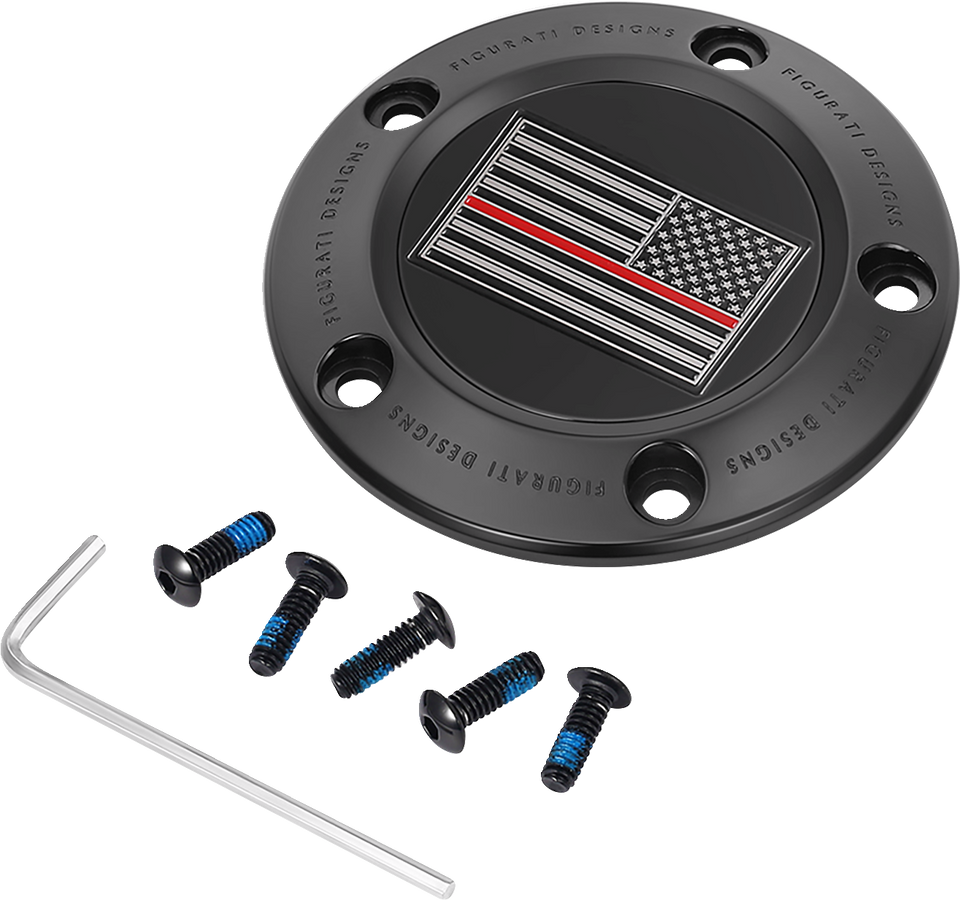 Timing Cover - 5 Hole - Red Line American Flag - Black - Lutzka's Garage