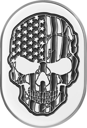 Antenna Cover - Right Rear Fender - Contrast Cut American Flag Skull - Chrome - Lutzka's Garage