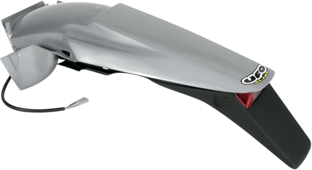 Enduro Rear Fender with Light - Silver/Black - Lutzka's Garage