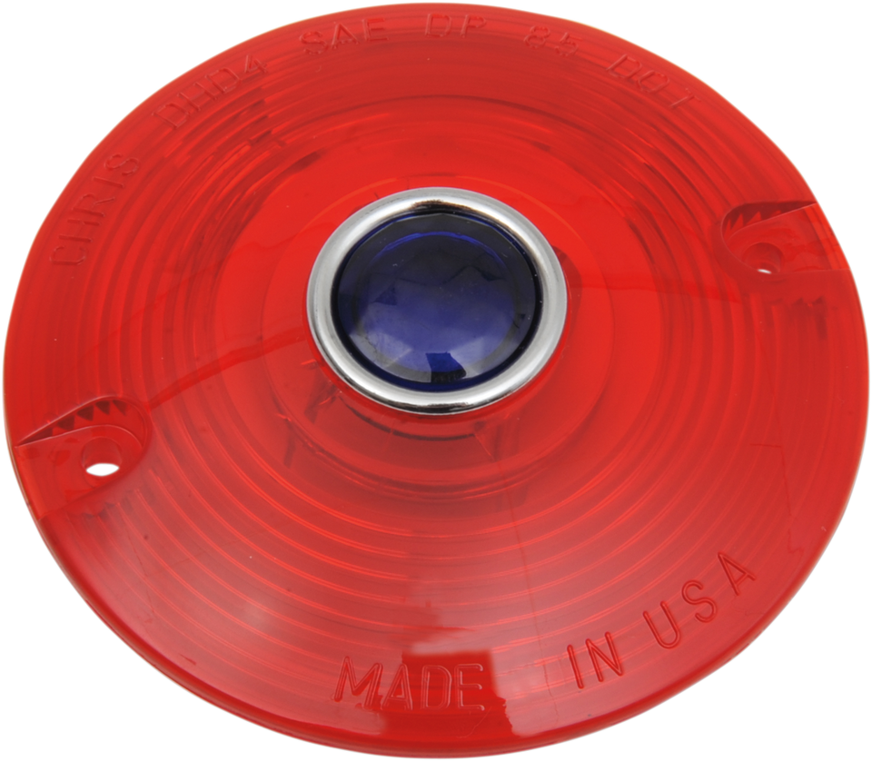 Turn Signal Lens - 86-19 FLT - Red with Blue Dot