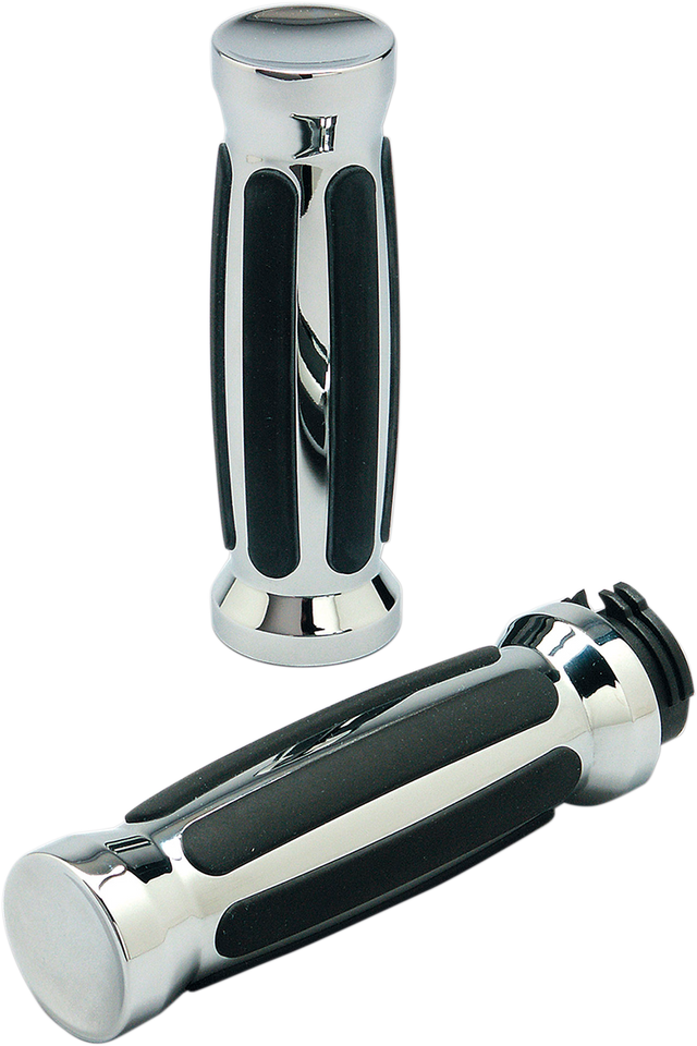 Grips - Straight - Rubber - TBW - Chrome - Lutzka's Garage
