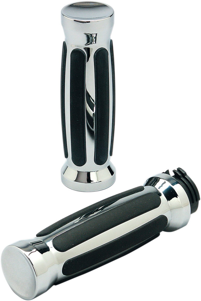 Grips - Straight - Rubber - TBW - Chrome - Lutzka's Garage