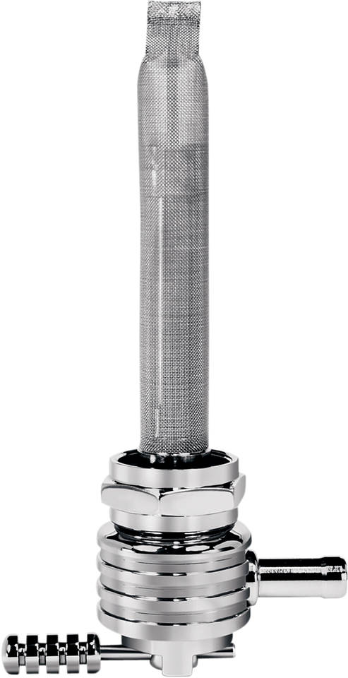 Round Fuel Valve - Finned Chrome - 22 mm