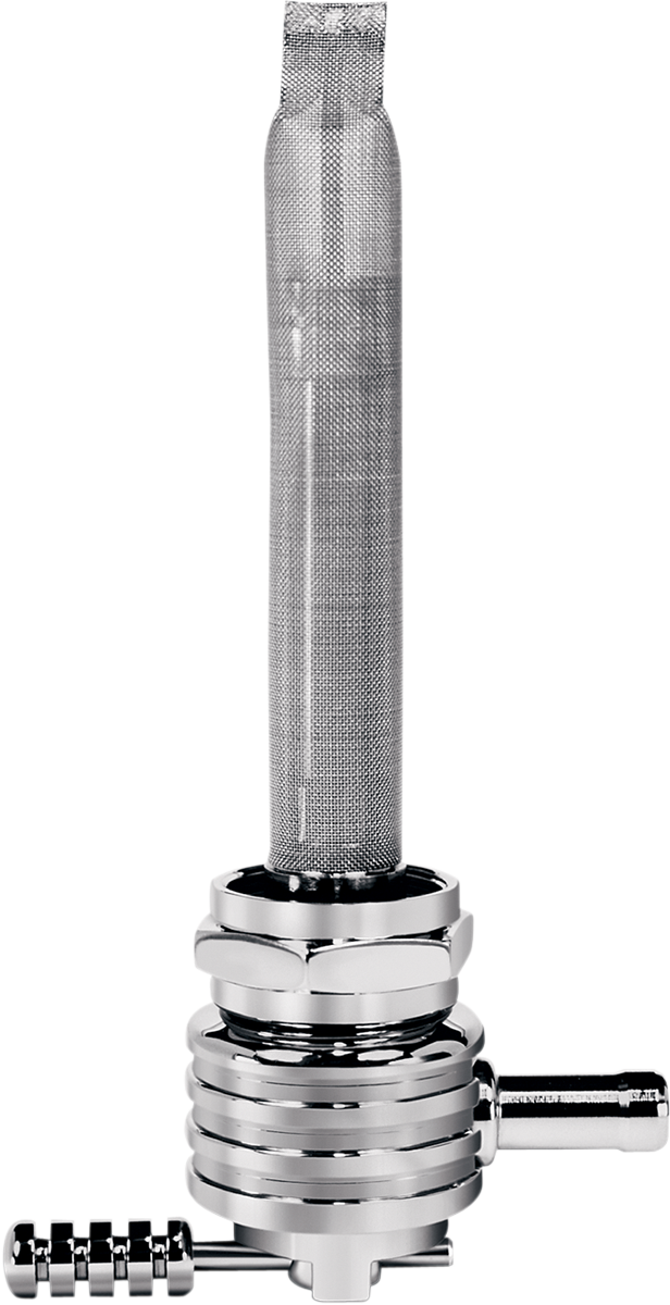 Round Fuel Valve - Finned Chrome - 22 mm