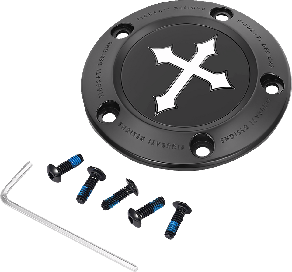 Timing Cover - 5 Hole - Cross - Black - Lutzka's Garage