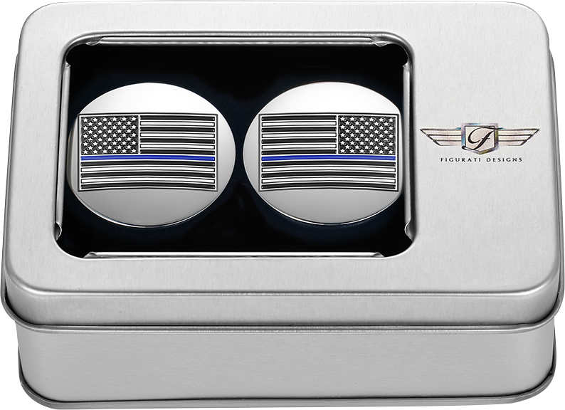 Swing Arm Covers - Blue Line American Flag - Custom - Reversed