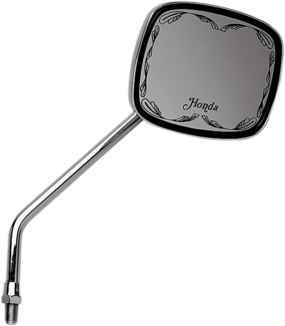 Mirror - Die-Cast - Honda Scrolled - Side View - Rectangle - M10 x 1.25 - Chrome - Left/Right - Lutzka's Garage