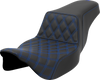 Step-Up Seat - Front Lattice Stitch - Blue Stitch - Extended Reach - FLH/FLT 08-23