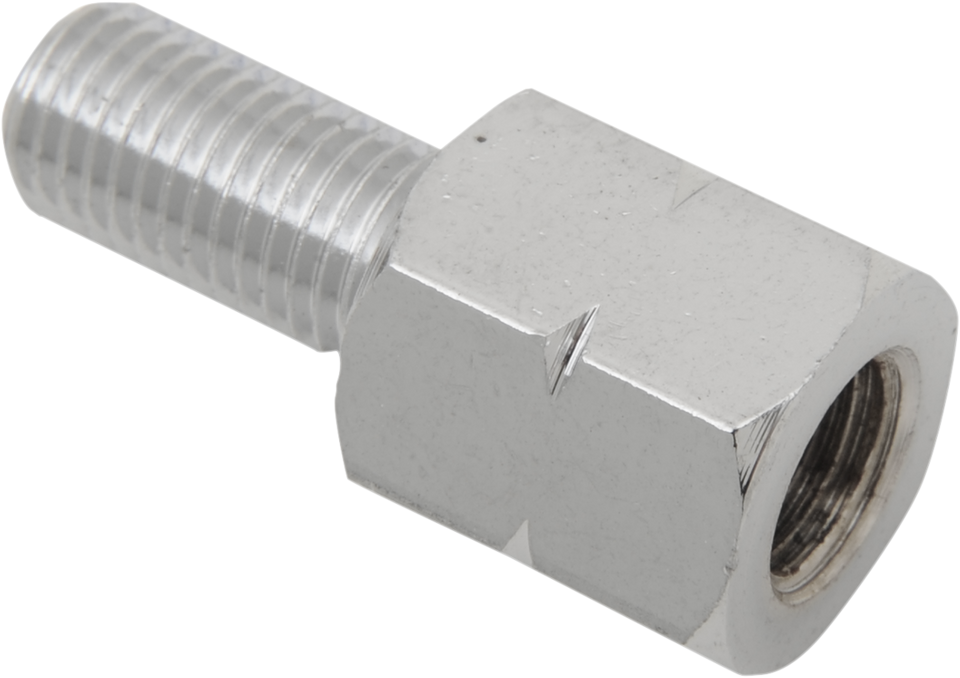 Adapter - Mirror - Universal - M10 x 1.25 Male | M10 x 1.25 (Left Hand) Female - Chrome - Lutzka's Garage