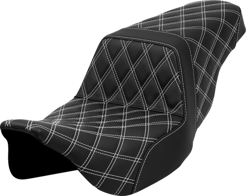 Step-Up Seat - Lattice Stitch - White Stitch - FLH/FLT 08-23