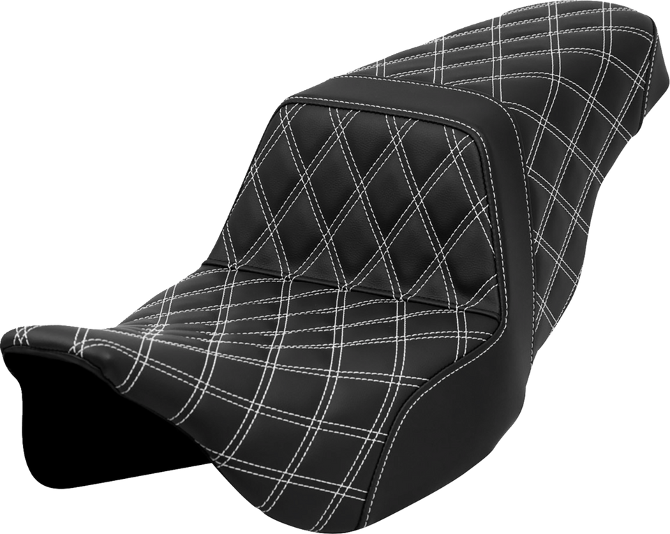 Step-Up Seat - Lattice Stitch - White Stitch - FLH/FLT 08-23
