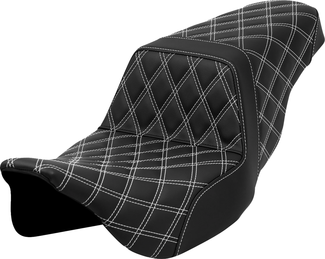 Step-Up Seat - Lattice Stitch - White Stitch - FLH/FLT 08-23