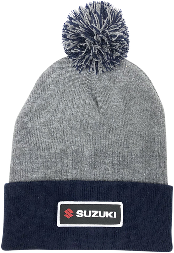 Suzuki Pom Beanie - Gray/Navy - Lutzka's Garage