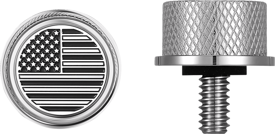 Seat Mounting Knob - Stainles Steel - Black/White American Flag - Contrast Cut
