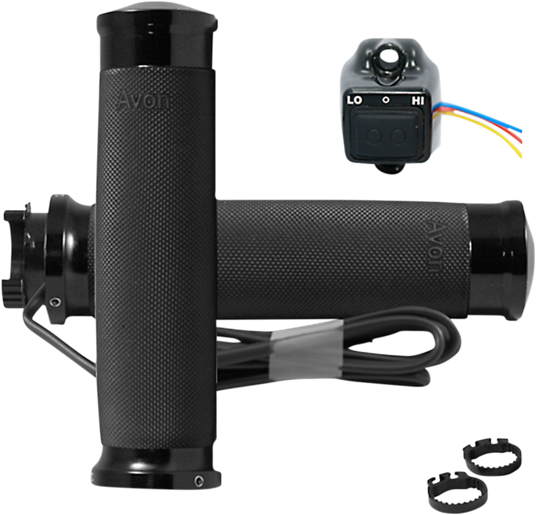 Grips - Heated - Custom Contour - Metric - Black - Lutzka's Garage