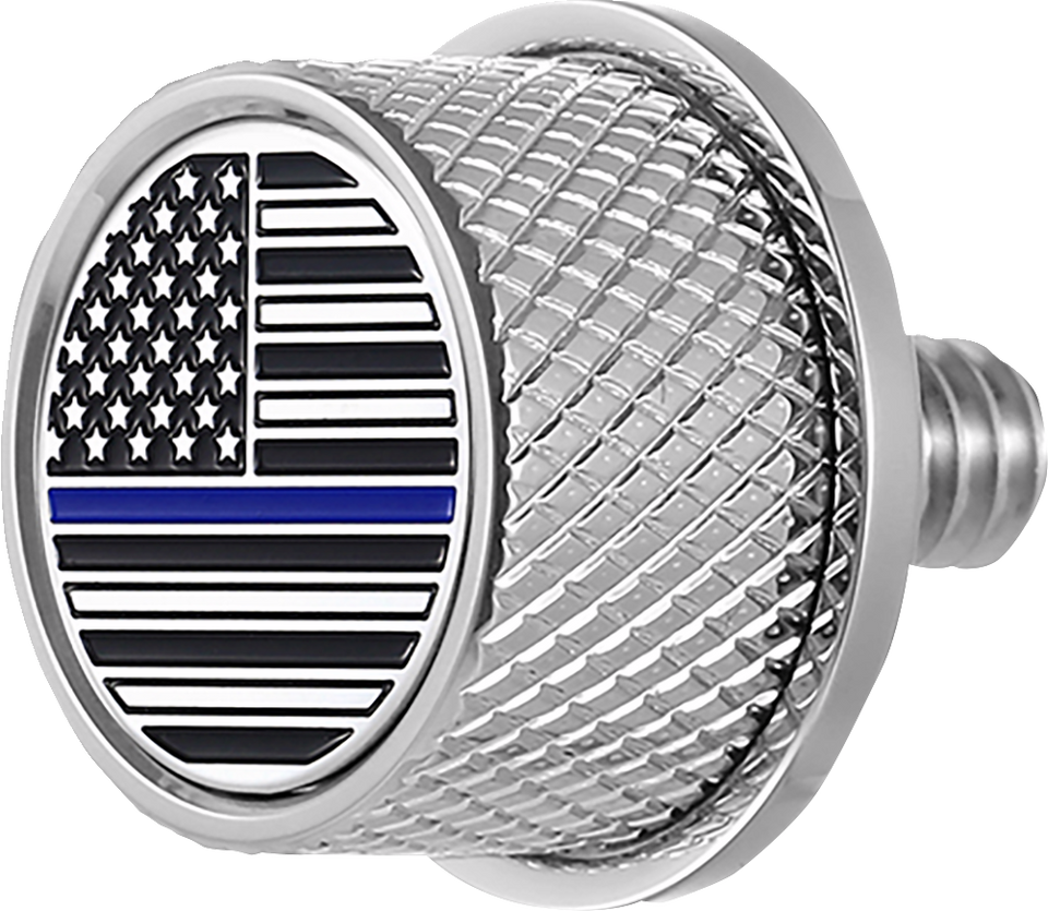 Seat Mounting Knob - Stainless Steel - Blue Line American Flag - Lutzka's Garage
