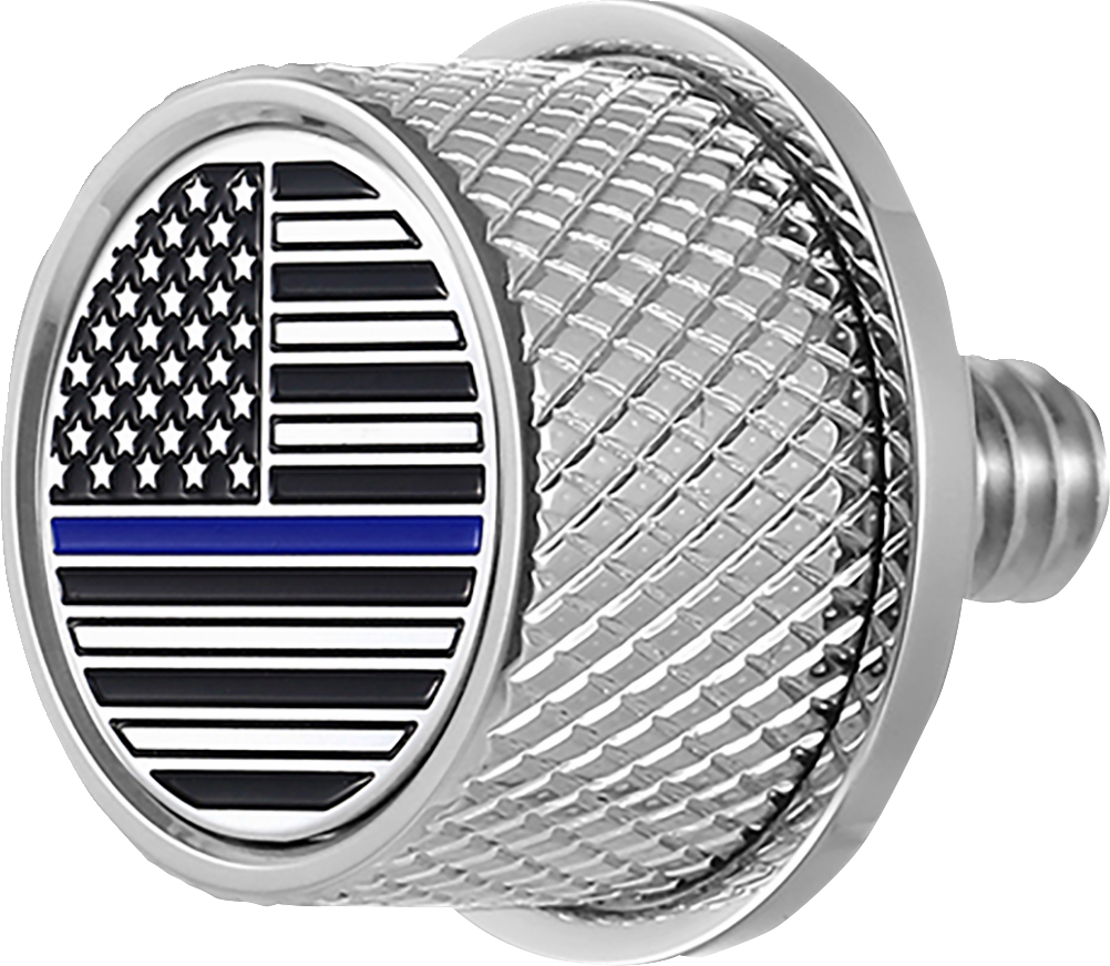 Seat Mounting Knob - Stainless Steel - Blue Line American Flag - Lutzka's Garage