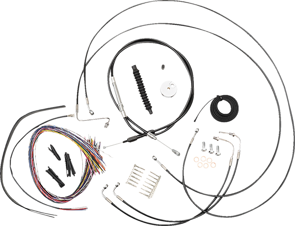 Handlebar Cable/Brake Line Kit - Quick Connect - Complete - Mini Ape Hanger Handlebars - Black - Lutzka's Garage