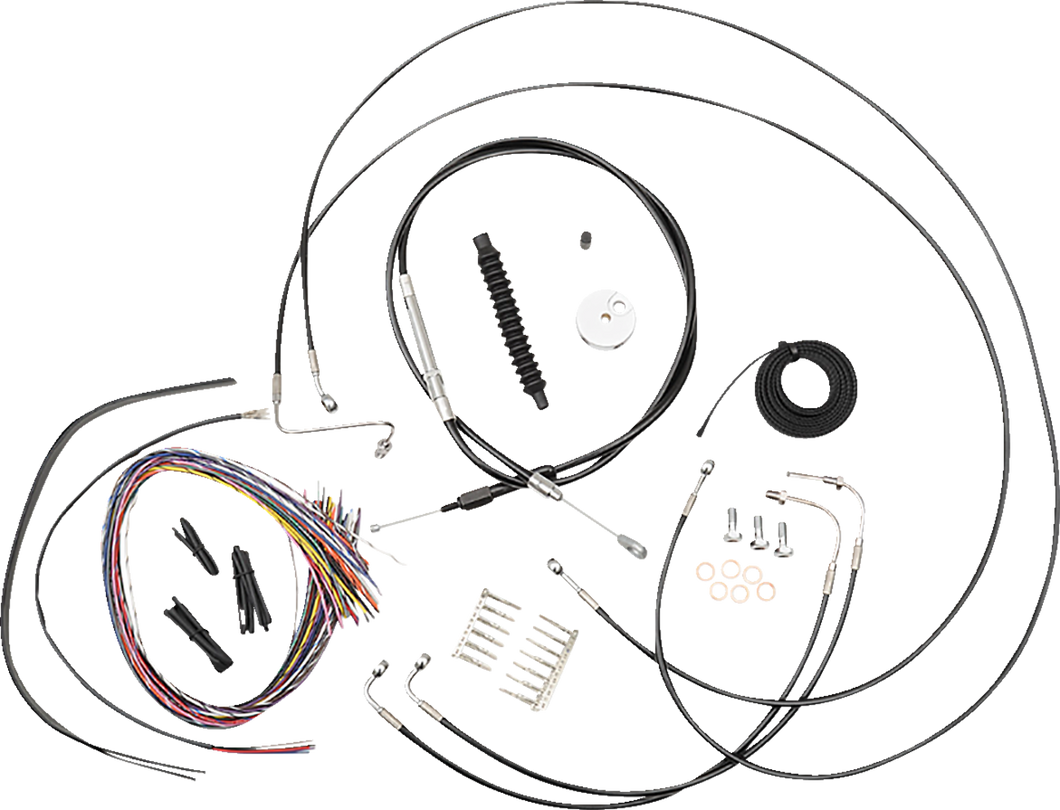 Handlebar Cable/Brake Line Kit - Quick Connect - Complete - Mini Ape Hanger Handlebars - Black - Lutzka's Garage