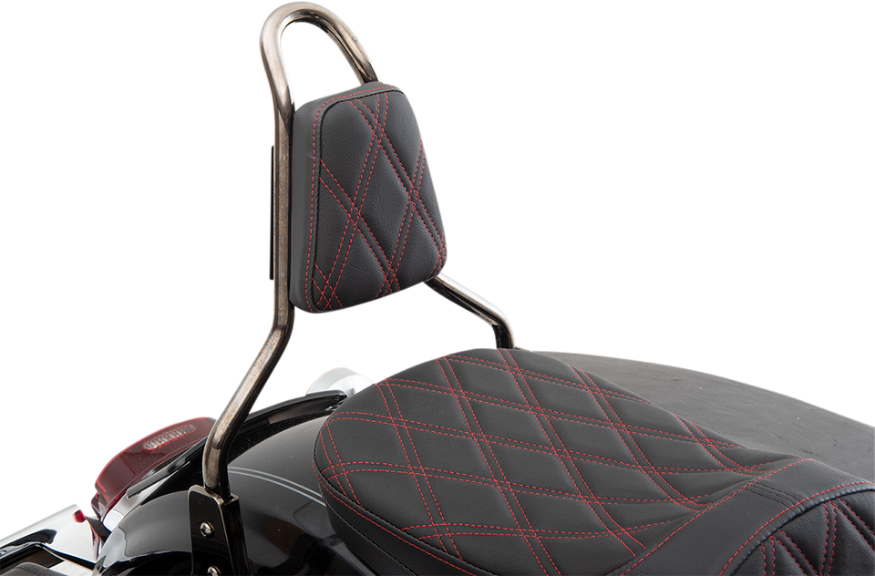 Sissy Bar Pad - Double Diamond - Red - Tapered - Lutzka's Garage