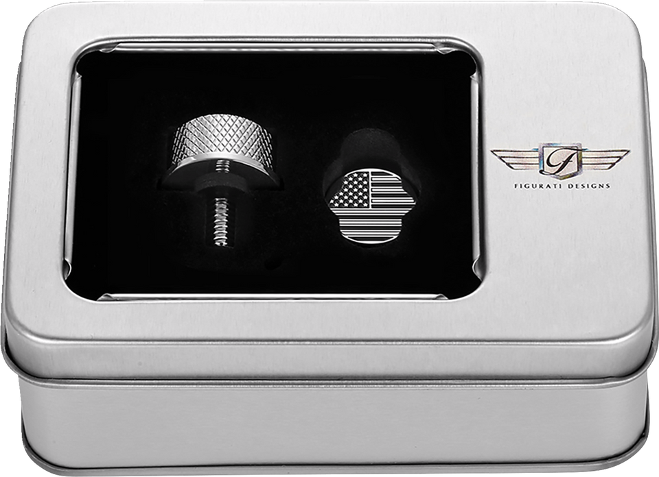 Seat Mounting Knob - Stainles Steel - Black/White American Flag - Contrast Cut