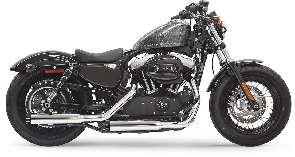 Mufflers - Chrome/Black - Fluted - Sportster - Lutzka's Garage