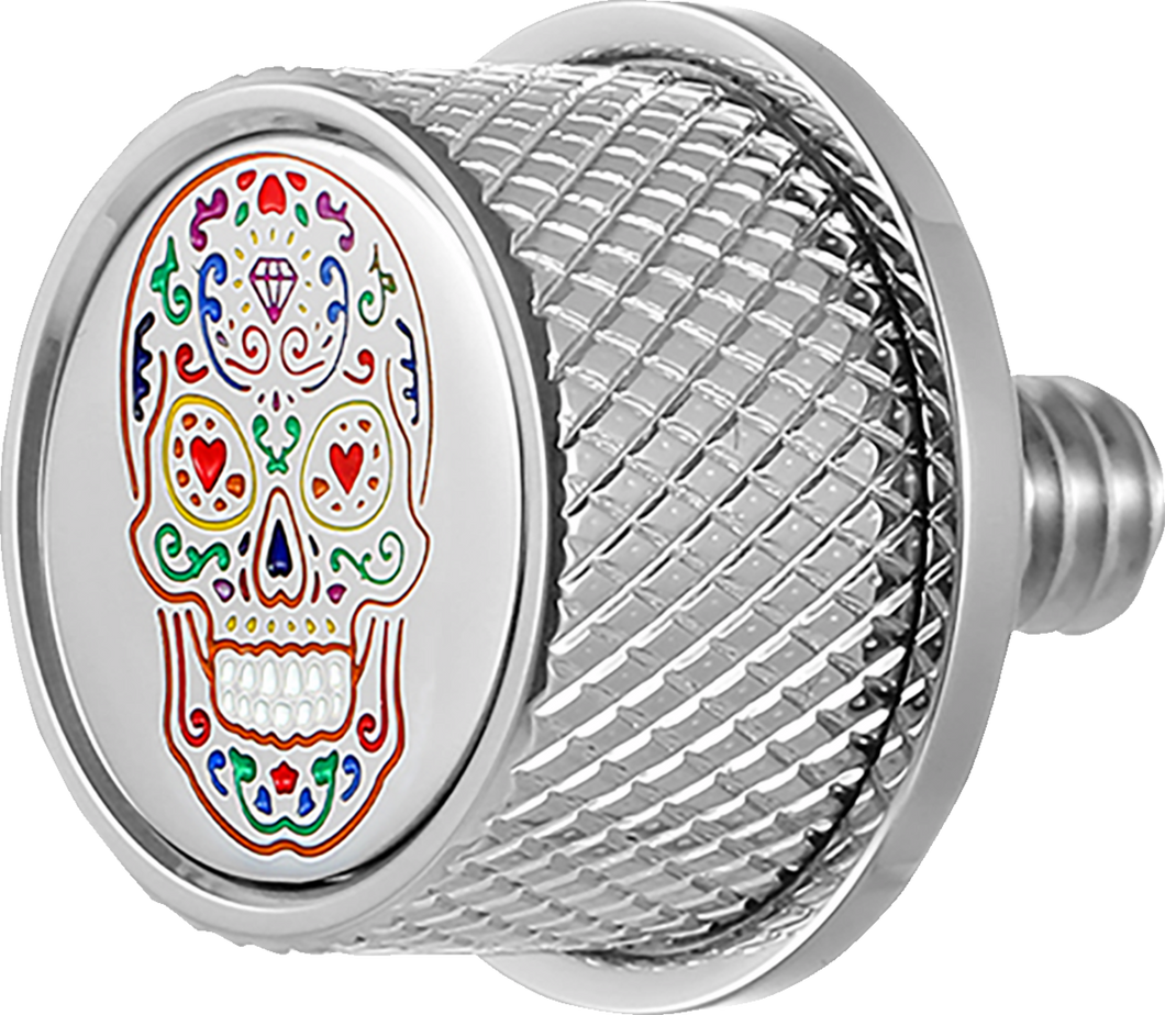 Seat Mounting Knob - Stainless Steel - Sugar Skull - Lutzka's Garage