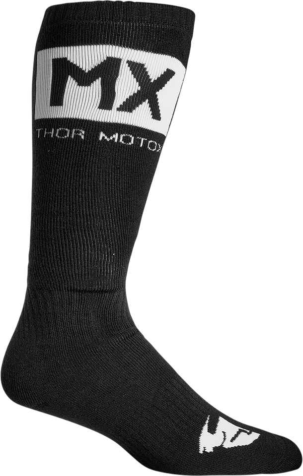 MX Solid Socks - Black/White - Size 6-9 - Lutzka's Garage