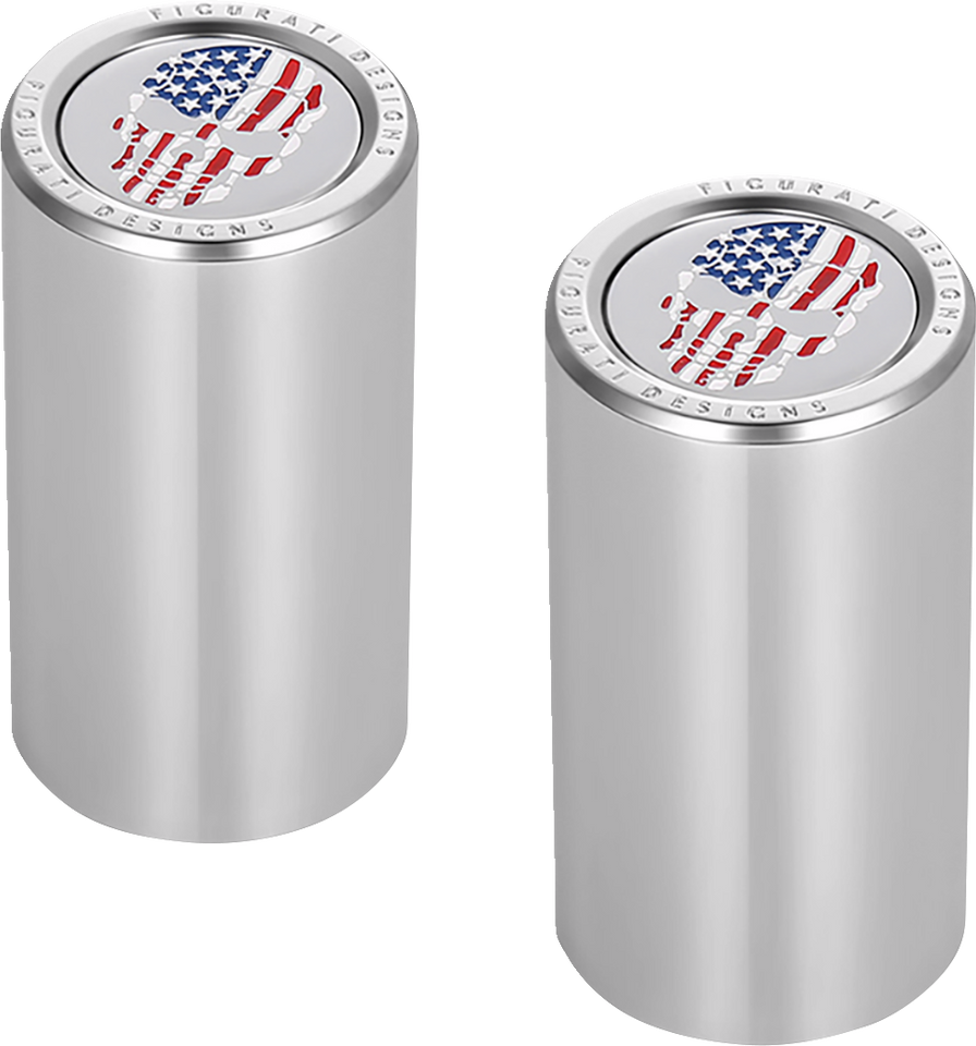 Docking Hardware Covers - Red/White/Blue American Flag Skull - Long - Stainless Steel - Lutzka's Garage