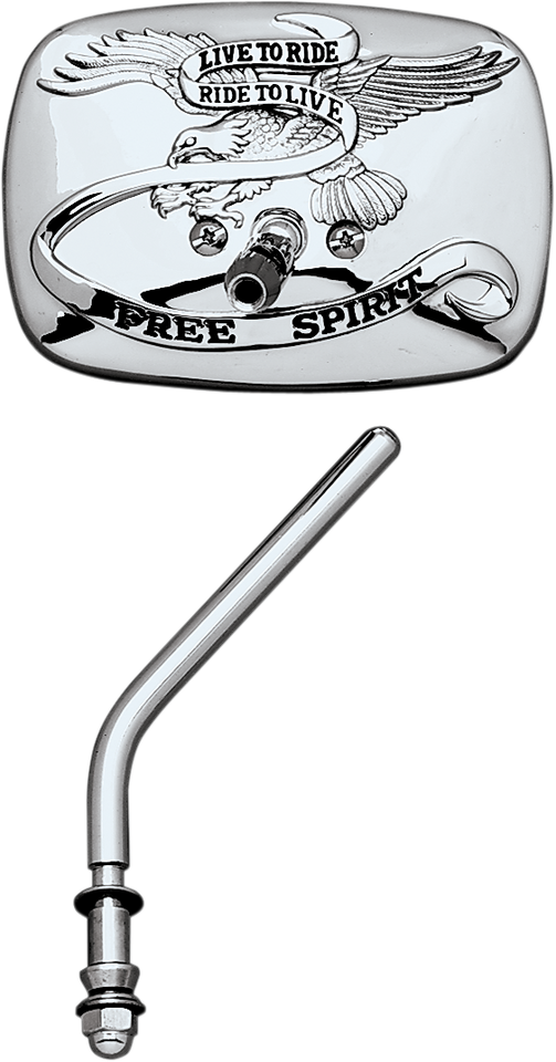 Mirror - "Live to Ride" - Side View - Rectangle - Chrome - Left - Lutzka's Garage
